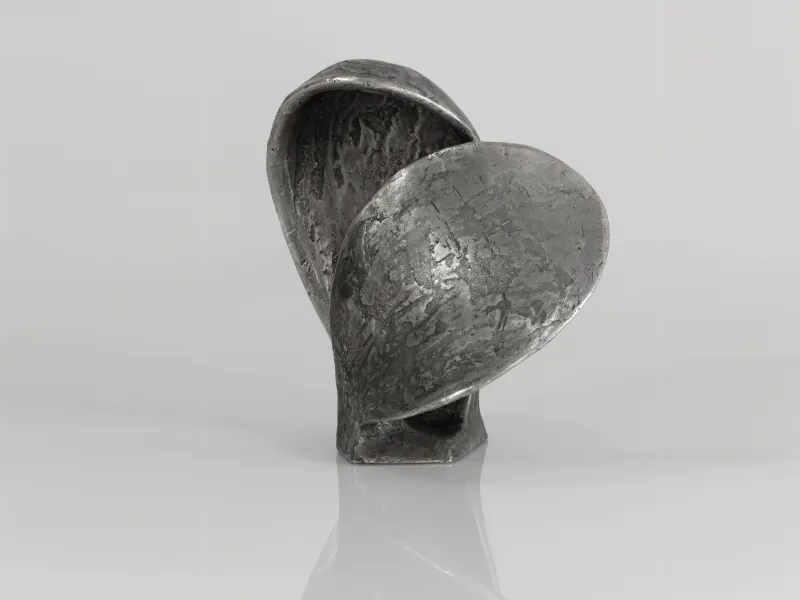 Pierre-Paul Maillé Oyster, muschelartige Form aus zwei gewölbten Silberschalen mit strukturierter Oberfläche
