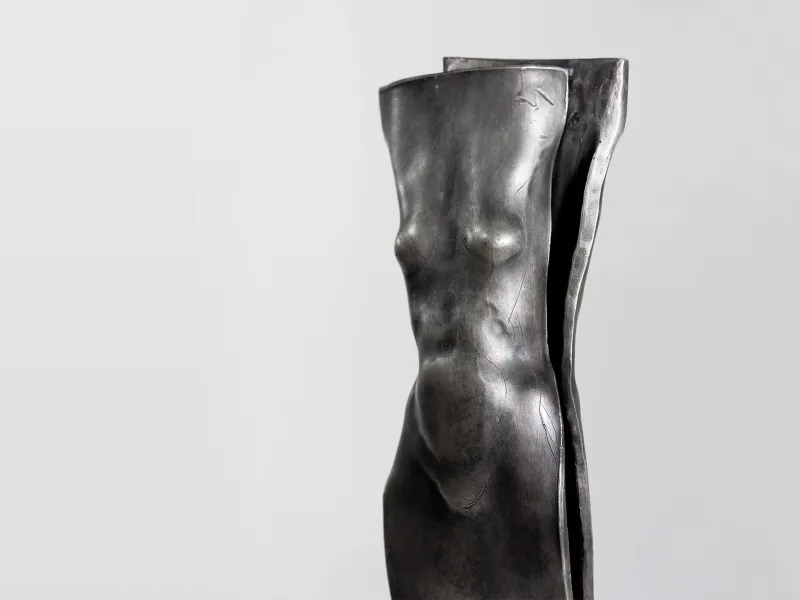 Matthias Eder Paar, Nahansicht des weiblichen Torsos, rechts die geöffnete Trennfuge